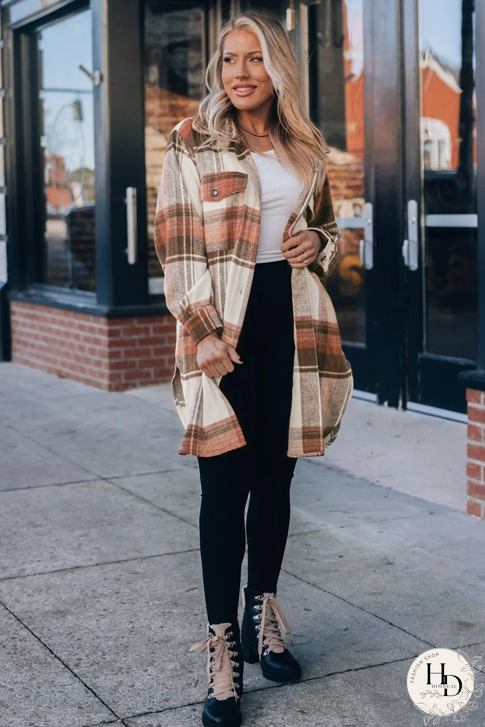 Warm Plaid Shirt Jacket for Fall