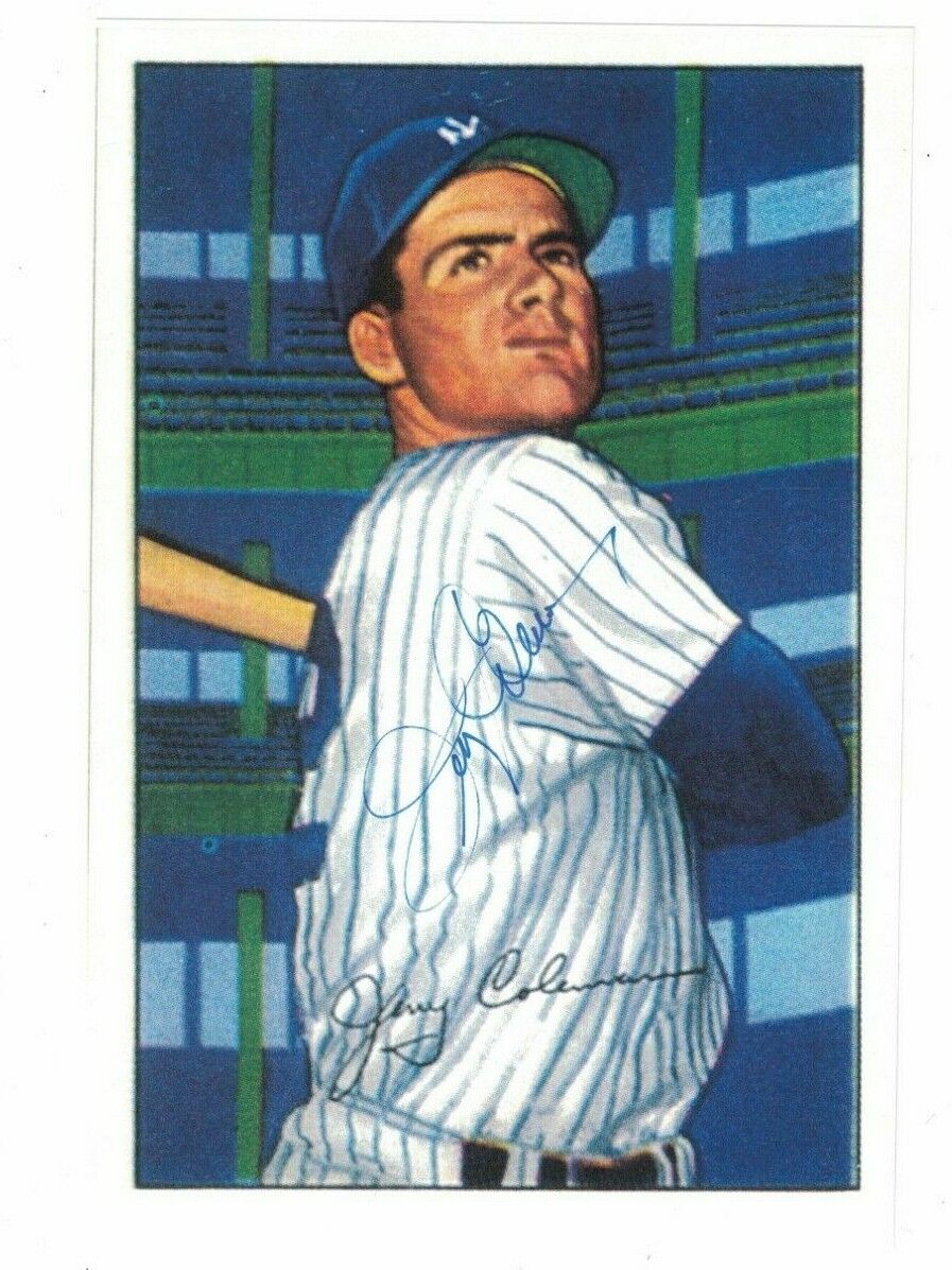 Jerry Coleman New York Yankees Signed Blow Up Bowman Paper Photo Poster painting W/Our COA