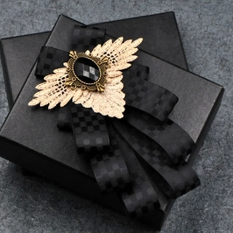 Fashion New Casual Multilayer Bowtie Diamond Brooch Rhinestone Red Bow Tie Brooch Set Wedding Groom Groomsmen Pocket Square Men