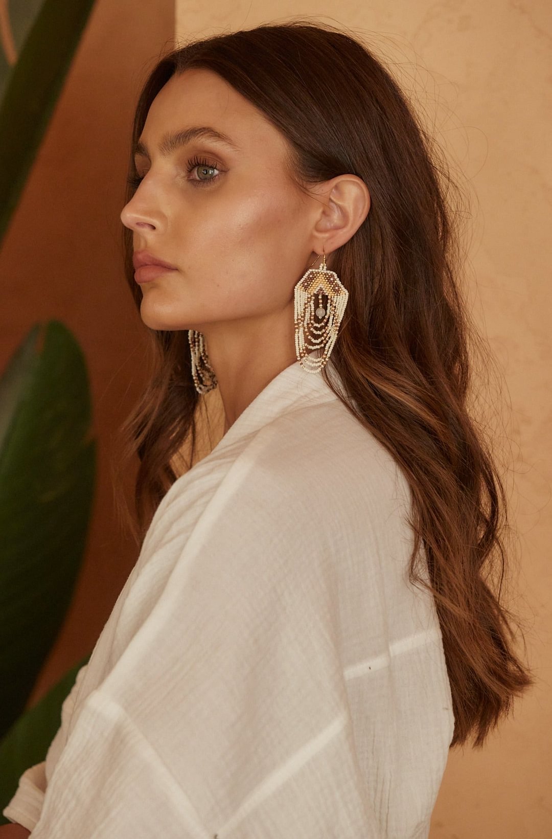 Lidia Ivory Beaded Earrings