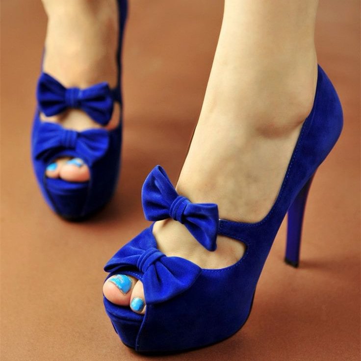 Women's Royal Blue Platform Heels Stiletto Heels Dress Shoes Party Pumps |FSJ Shoes