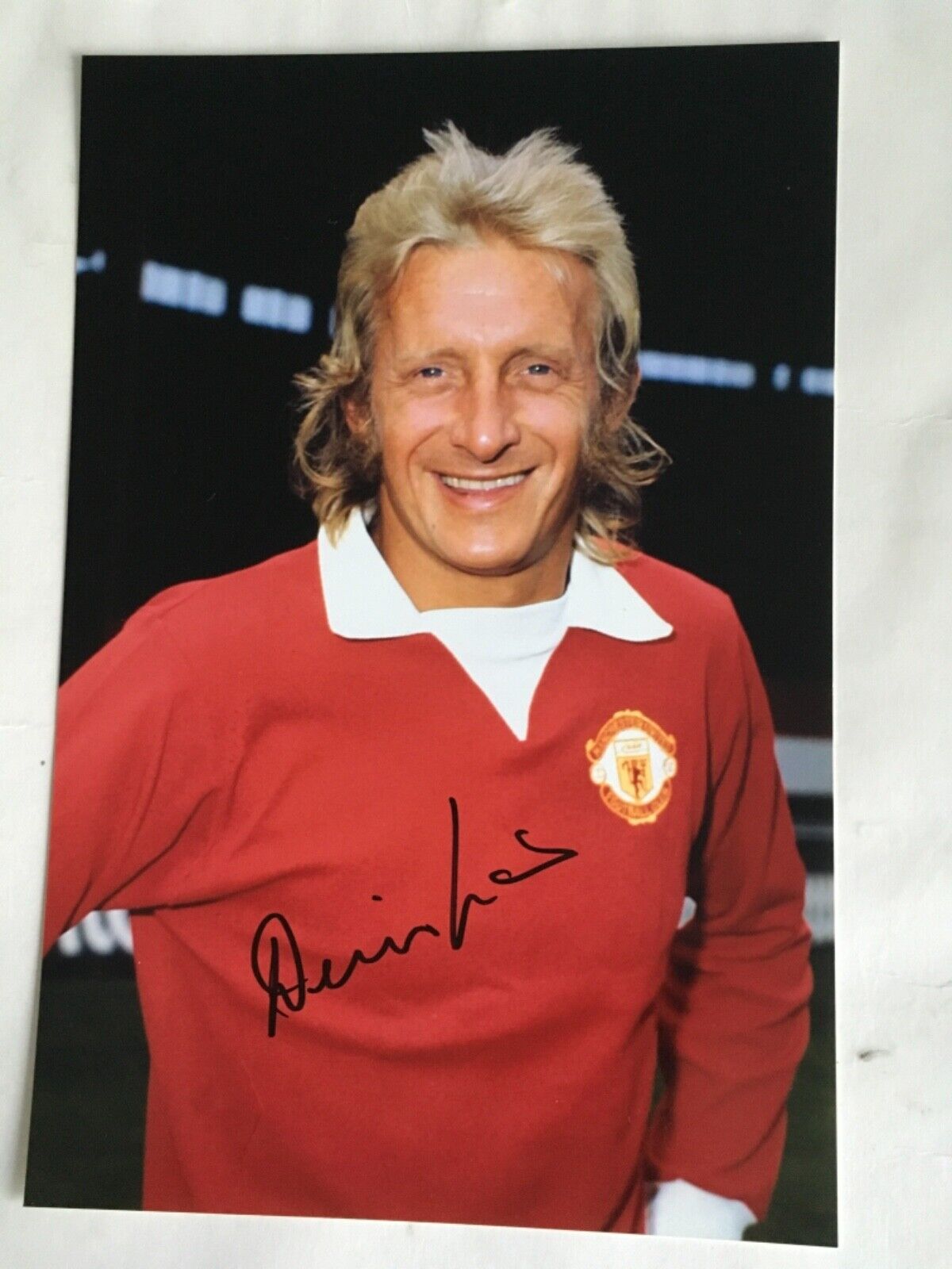 Legend Denis Law Signed Manchester United Photo Poster painting 12x 8