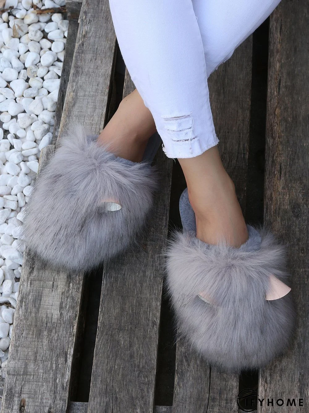 Cute Cat Ears Mohair Warm Fleece Indoor Slippers | IFYHOME