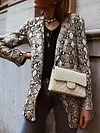 Fashion Printed Lapel Collar Long Sleeves Blazer