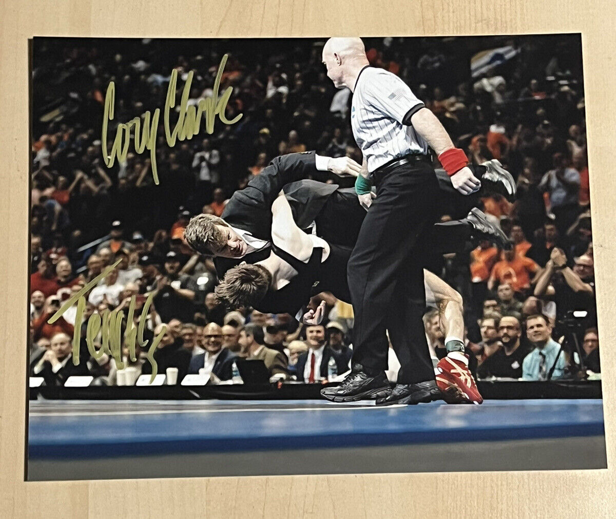 TERRY BRANDS & CORY CLARK SIGNED 8x10 Photo Poster painting AUTOGRAPHED IOWA WRESTLING COA