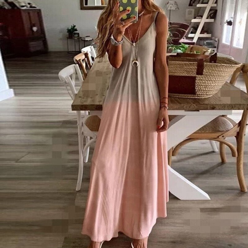 2021 Women Casual Loose Strap Dress Beach Summer Sexy Boho Bow  Maxi Dress Plus Sizes Big Large Dresses Robe Dress For Women