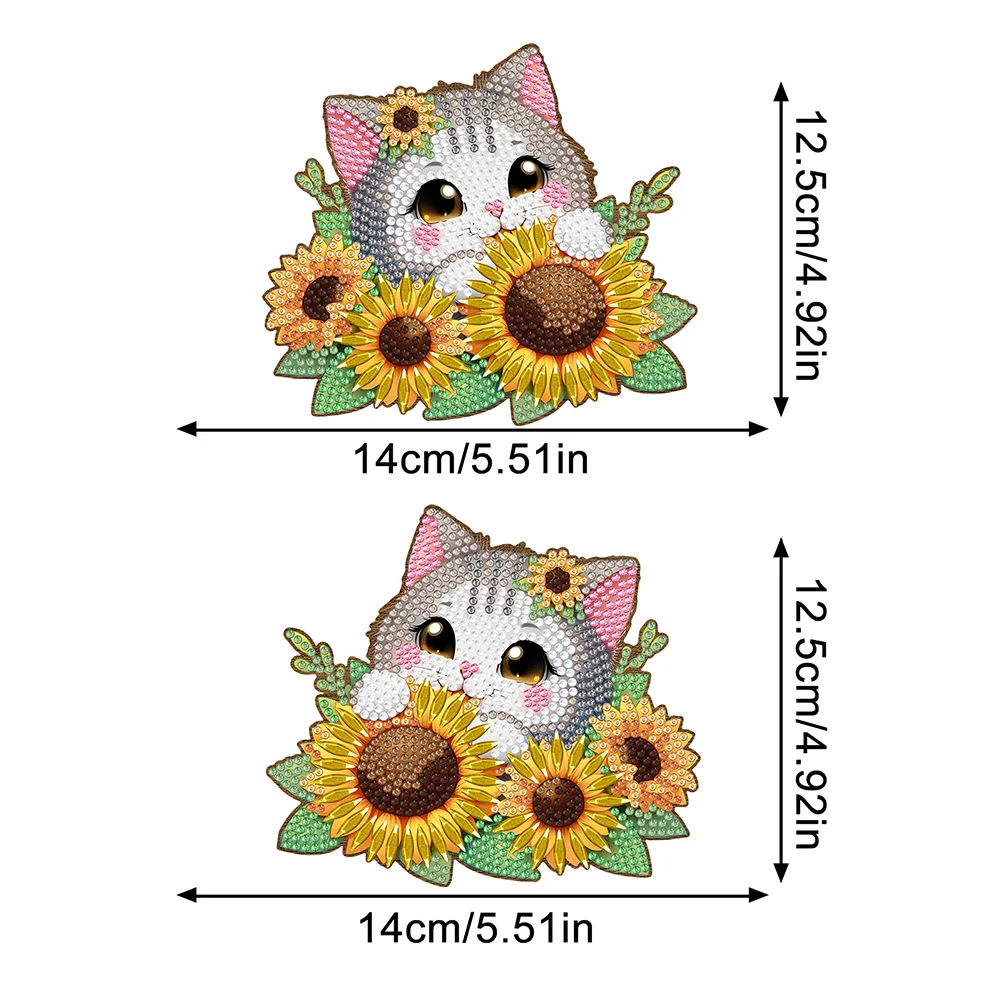 2Pcs Sunflower Cat Diamond Painting Door Corner Sign Rhinestone Door Frame Decor
