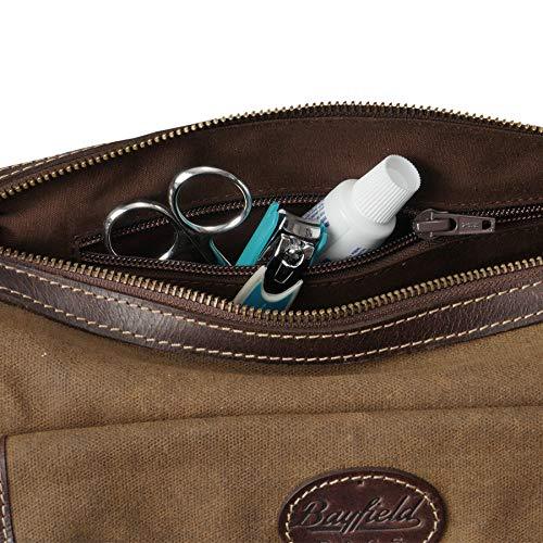 Mens Canvas Leather Toiletry Bag for Men Shaving Kit