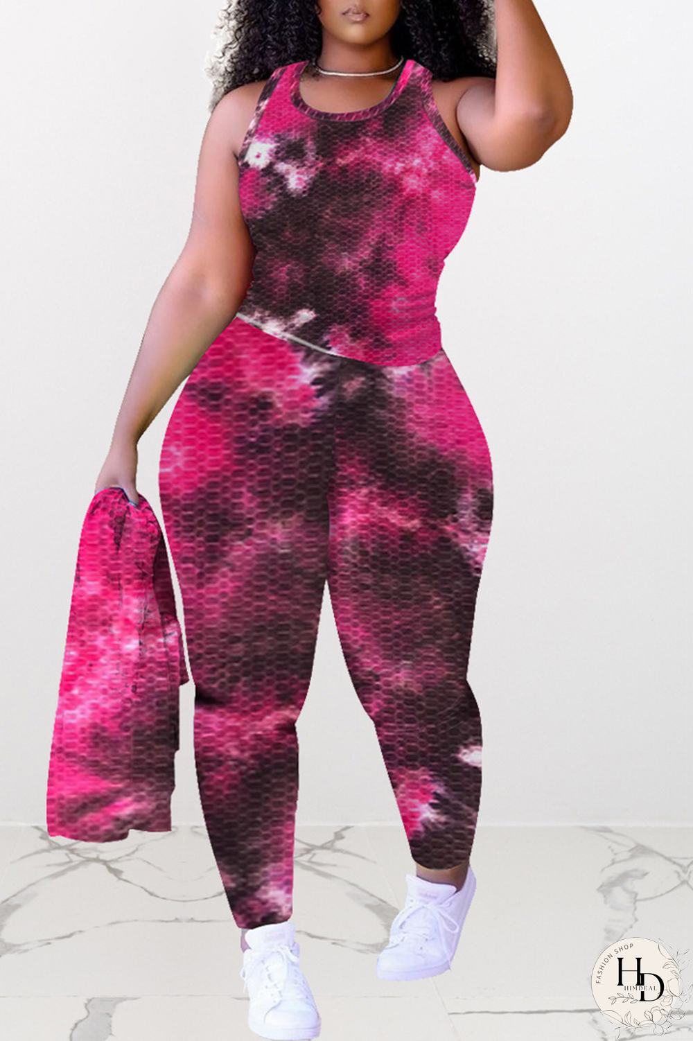 Rose Red Sexy Patchwork Split Joint O Neck Sleeveless Two Pieces