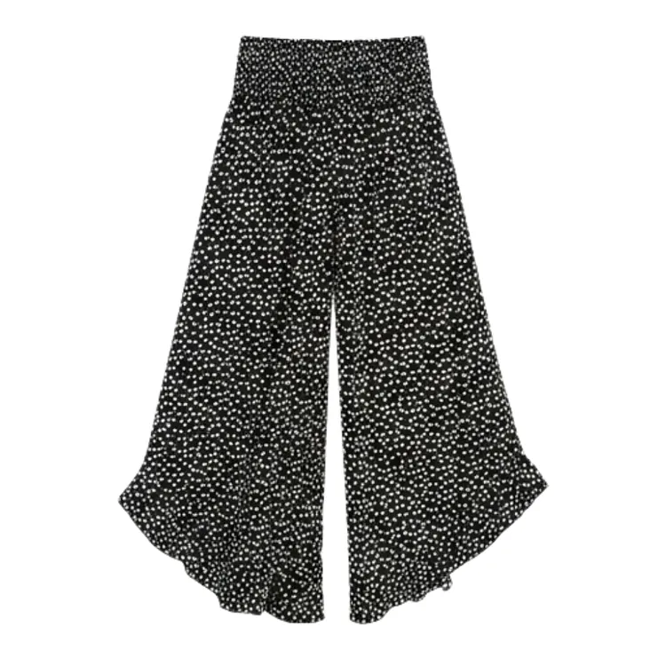 ✨💃Polka Dot Wide-Leg Pants with Elastic Shirring and Ruffles👖