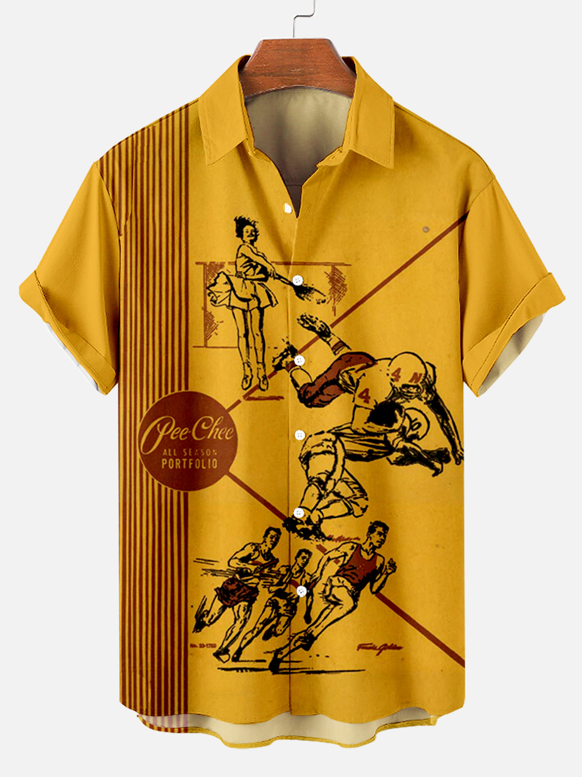 Men's 70s-80s Retro Nostalgia Poster Print Short Sleeve Shirt PLUSCLOTHESMAN