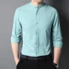 Men's Business Casual Slim Fit Cotton Stand Collar Long Sleeve Shirt