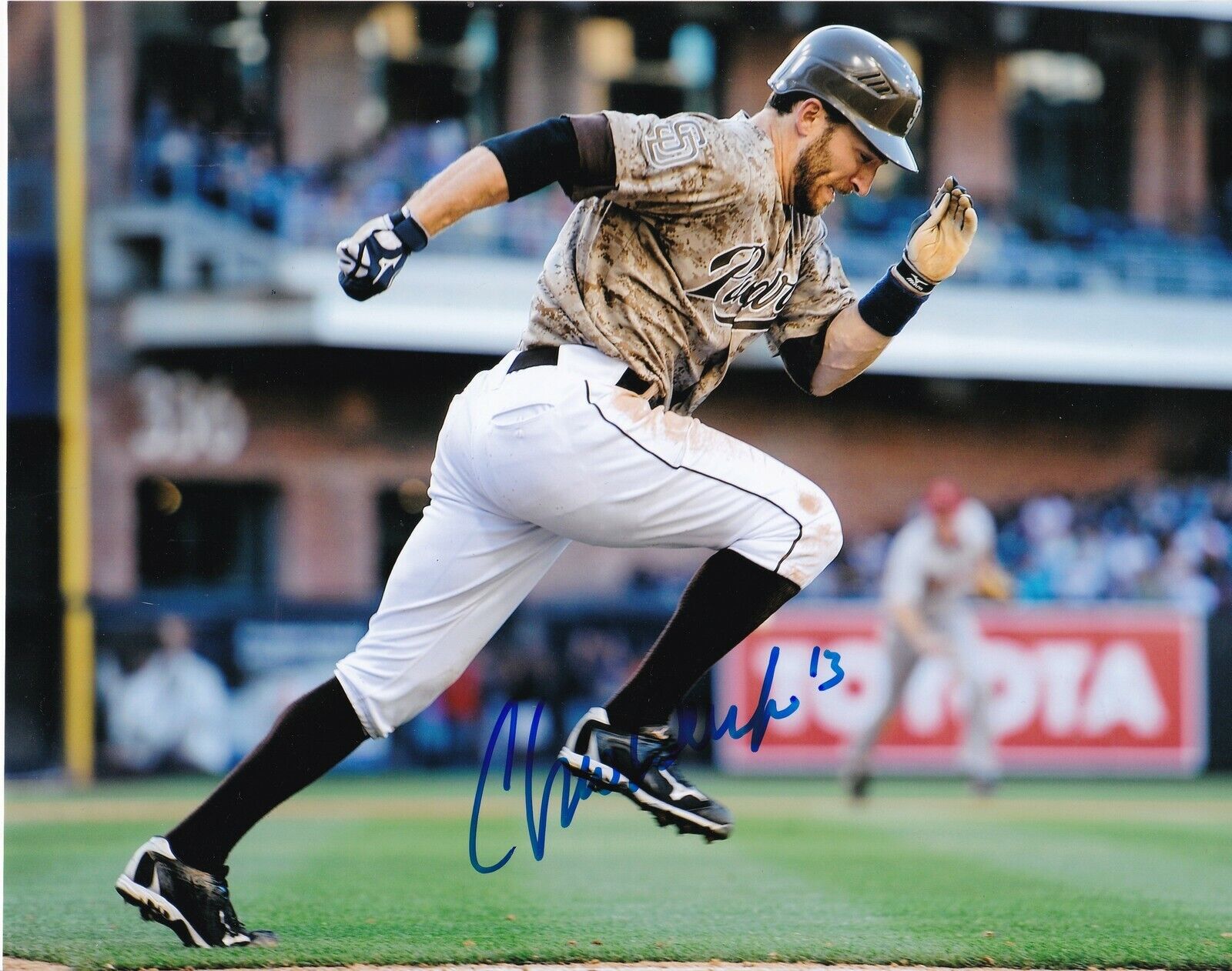 CHRIS DENORFIA SAN DIEGO PADRES ACTION SIGNED 8x10