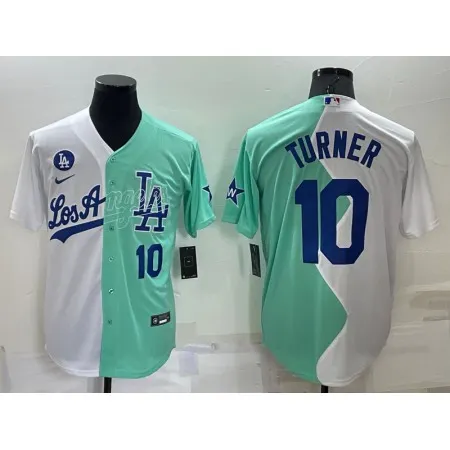 Men's Los Angeles Dodgers #10 Justin Turner 2022 All-Star White/Green Cool Base Stitched Baseball Jersey VDIA