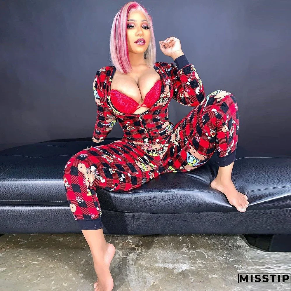 Christmas Women Printed Long Sleeve Jumpsuit