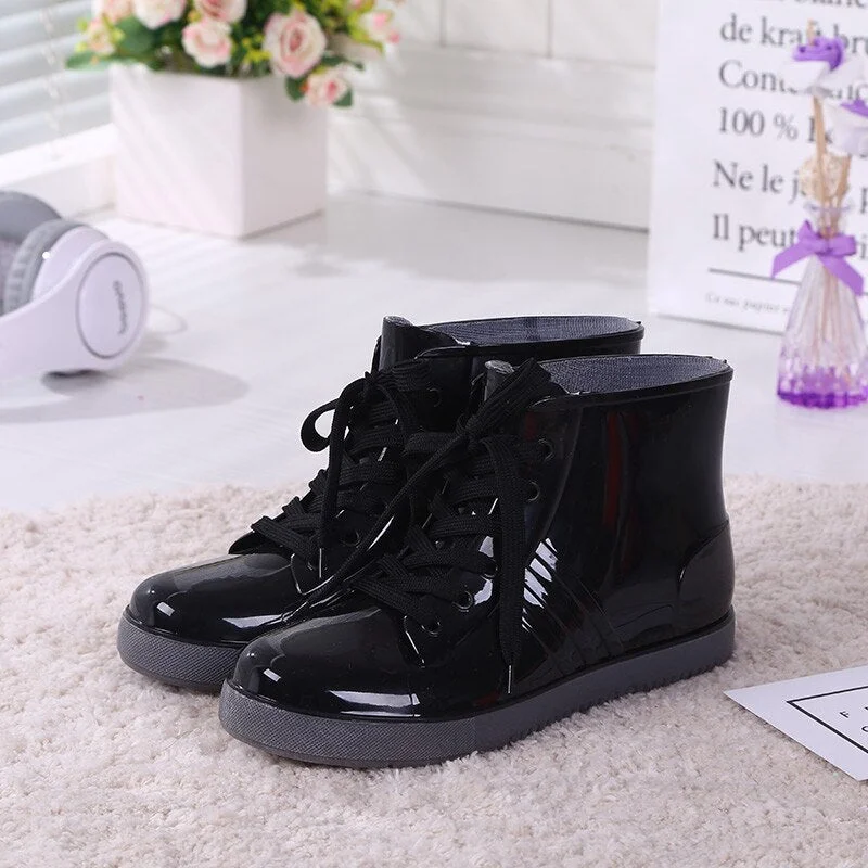 Jelly Transparent Anti-Slip Fashion Waterproof Shoes Rainshoes Rain Boots Shoe Cover Woolen Cotton Rubber Boots Female Short