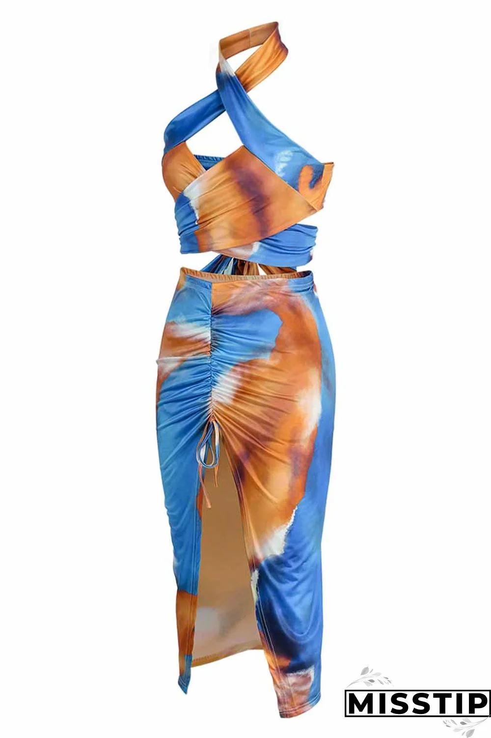 Leopard Print Fashion Street Print Patchwork Halter Sleeveless Two Pieces