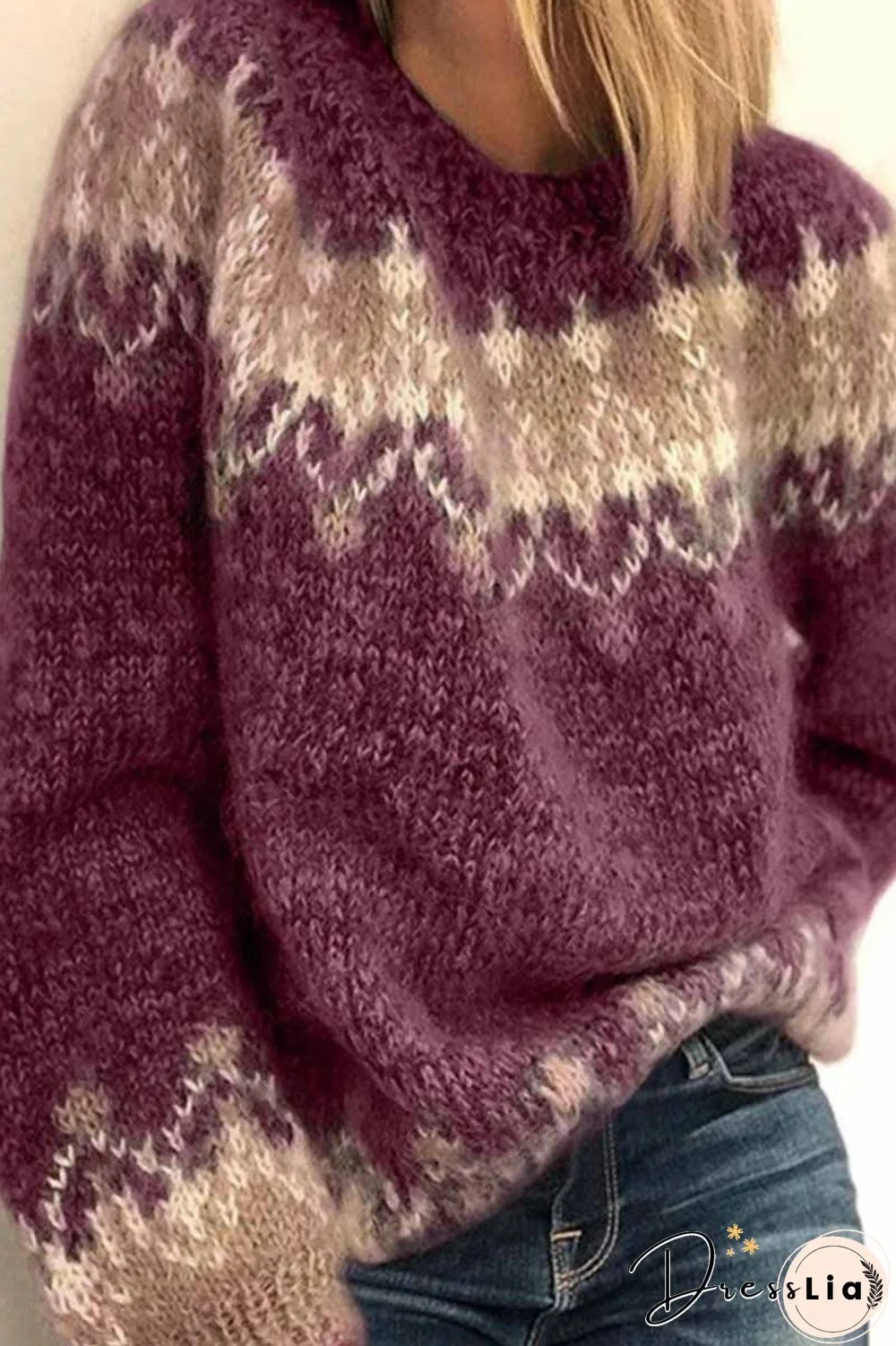 Loose knitted Contrast Sweater ( 3 Colors )