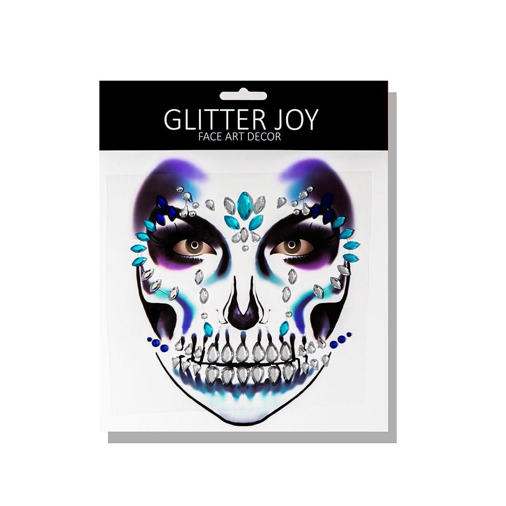 1 Pcs Halloween Body Art Makeup Party Festival Skull Bone Face Jewel Makeup Sticker For Carnival Night Clubbing Holiday Gift