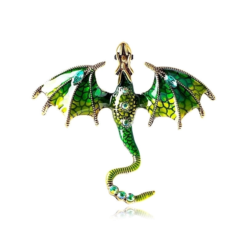 Retro Pin Animal Dragon Alloy Enamel Rhinestones Unisex Brooches