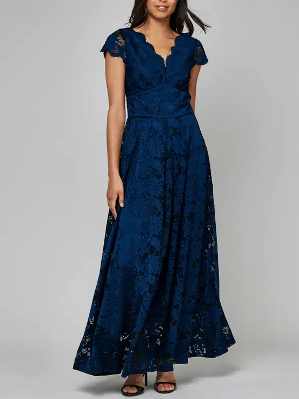 Lace Bridesmaid Maxi Dress In Navy