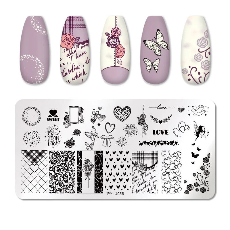 PICT YOU Check Pattern Nail Stamping Plates Stainless Steel Nail idea nail Art Image Plate  Nail Stencil Tools-Nail Inspo