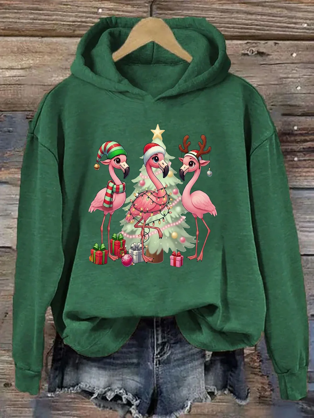 Pink Christmas Flamingo Hoodie