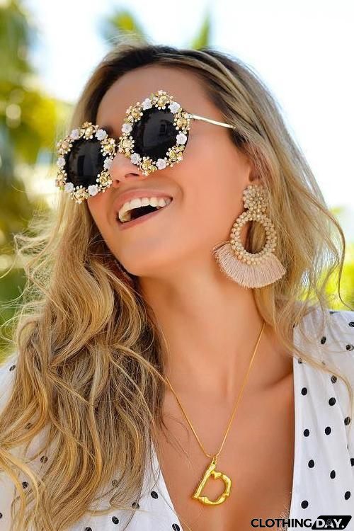 Flower Rhinestone Sunglasses