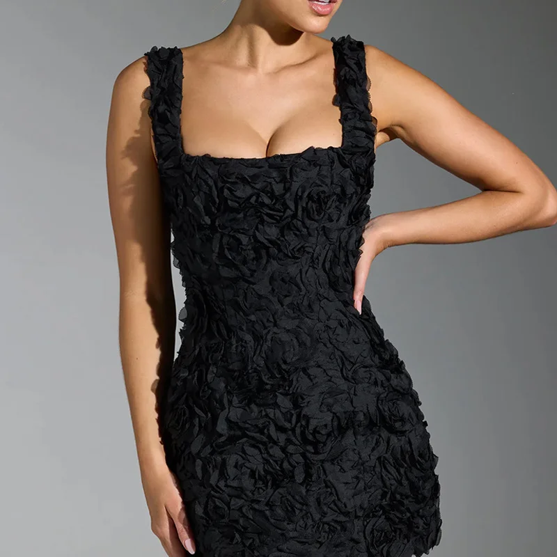 Brownm Brownm Summer New Sexy Square Collar Flowers Sexy Stylish Sleeveless Strap Slings