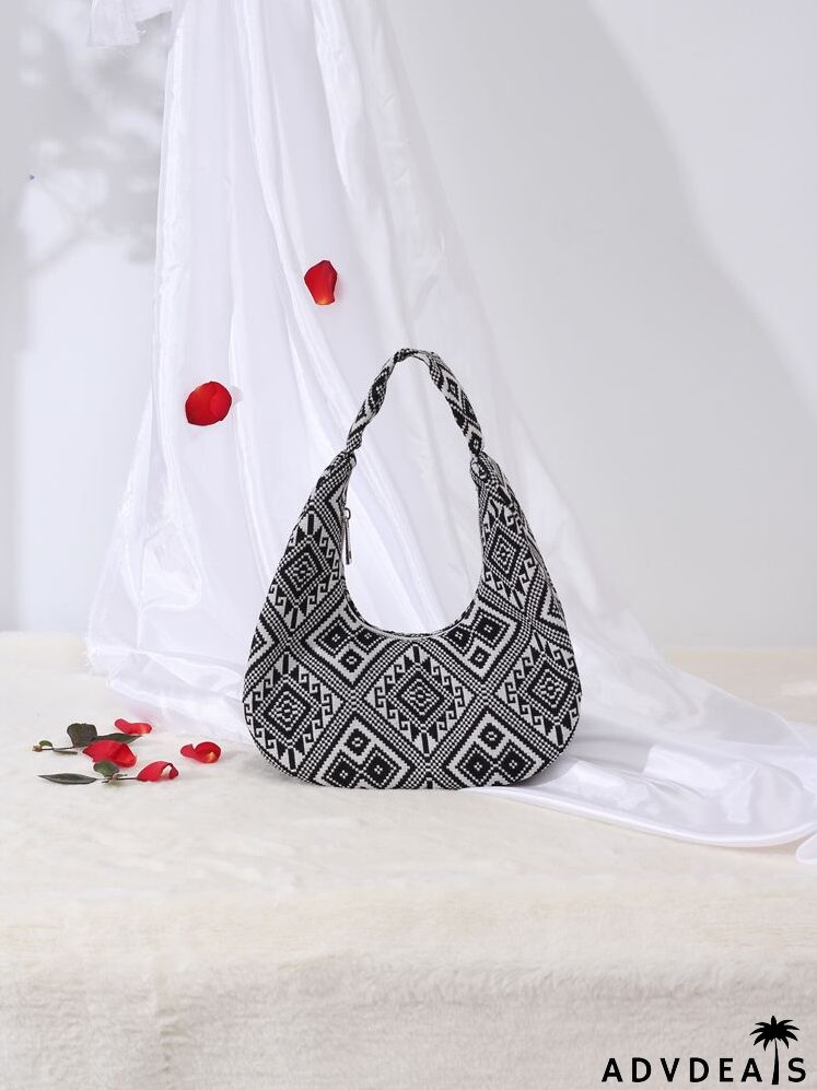 Geometric Graphic Baguette Bag