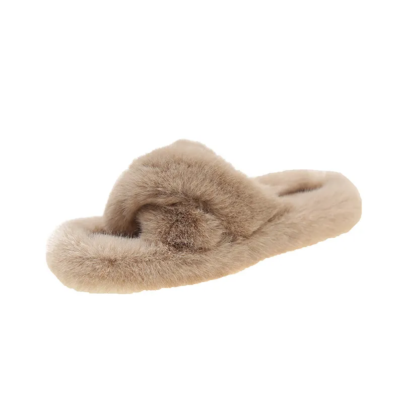 Breakj Breakj Slippers Women Wear Net Red Code 2025 New Autumn And Winter Warm Wear Cross Fur Slippers