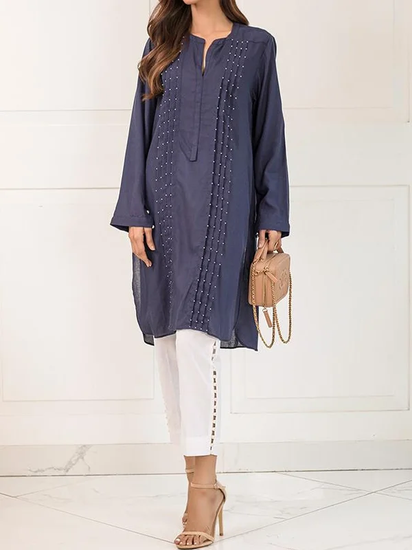 Round neck top and trousers suit