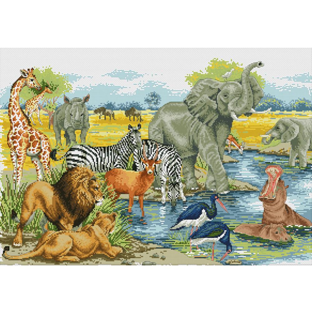 

Animal World - 11CT Stamped Cross Stitch - 78*54cm, 501 Original