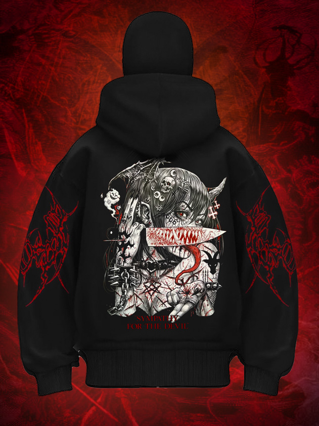 Art Satanic Devil Killer Oversized Men's Balaclava Hoodie