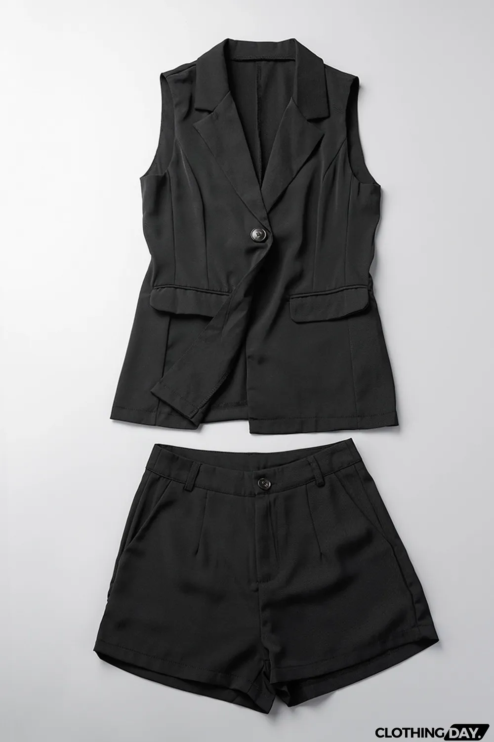 Apricot Casual Solid Patchwork Buttons Turn-back Collar Sleeveless Two Pieces