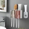 Modern Home Living Bathroom Gadget Toothbrush Holder Cups Toothpaste Squeezer 