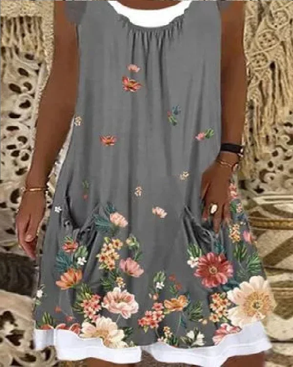 Fake Two Piece Printed Off-Shoulder Sexy Dress