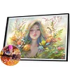 Diamond Painting -DIY Full Round Drill Flowers and Girl(60*40CM)