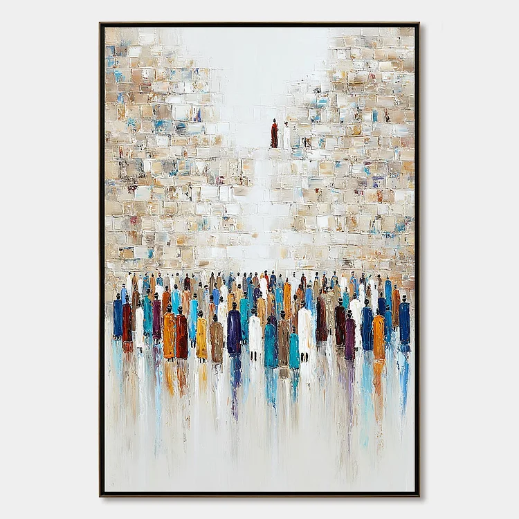WALL OF AGES: Textured Impasto Painting of a Historic Pilgrimage（Canvas painting）