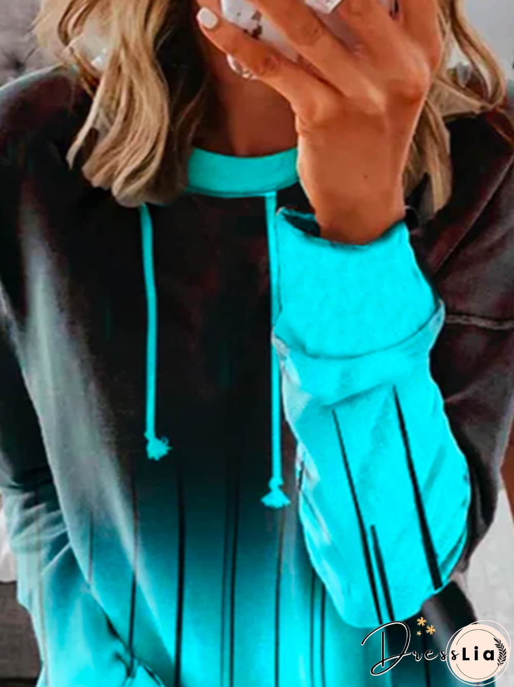 Round Neck Loosen Ombre Sweatshirts