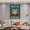 (Big Size)Vintage Poster Cat With Cheek In Hand - 11CT Stamped Cross Stitch - 40*60cm