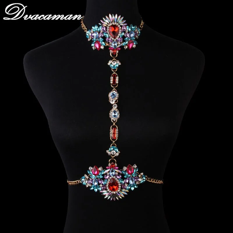 Fashion Best Selling Sexy Body Chain Crystal Jewelry New Charm Barefoot Sandals Fashion Hand Chain Jewelry Colorful Anklet 8591