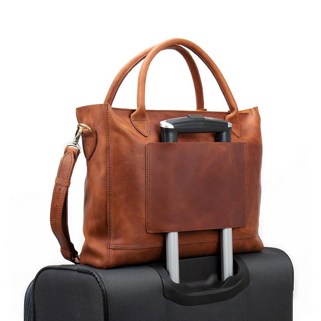 Women's Retro Handbag Oil Wax Leather Large-Capacity Luggage Bag Multifunctional Bag