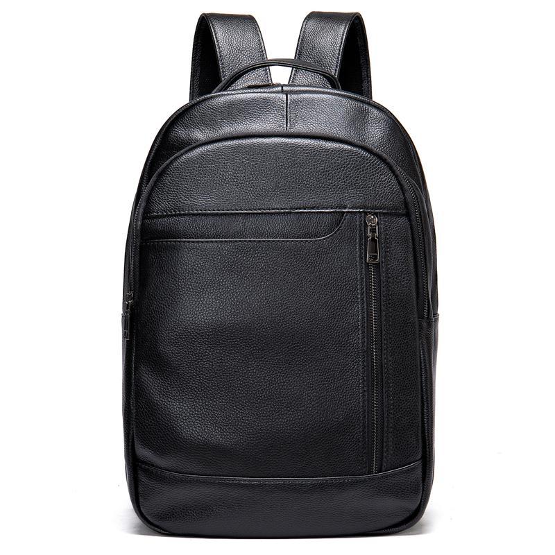 Men&rsquo;s Large Capacity Top-Handled Zip Fastening Genuine Leather Backpack