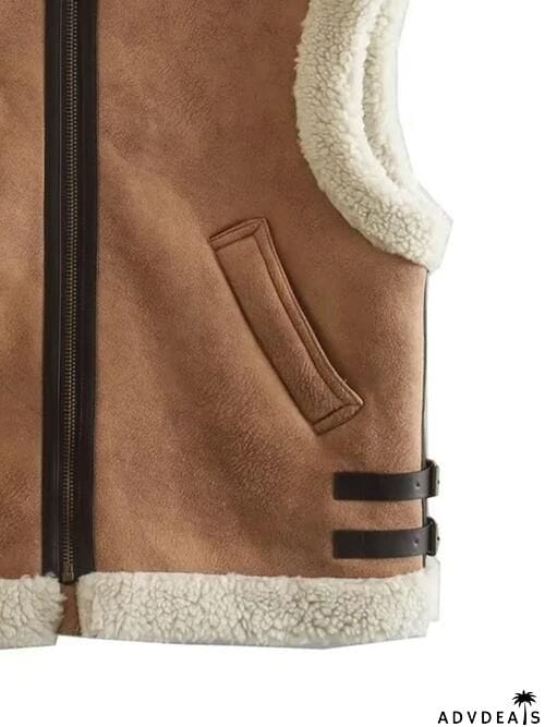 Contrast Zip Up Fleece Vest