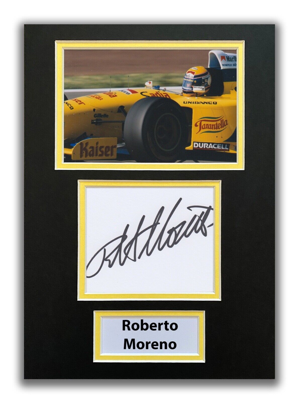 ROBERTO MORENO HAND SIGNED A4 MOUNTED Photo Poster painting DISPLAY - FORMULA 1 - F1 AUTOGRAPH.