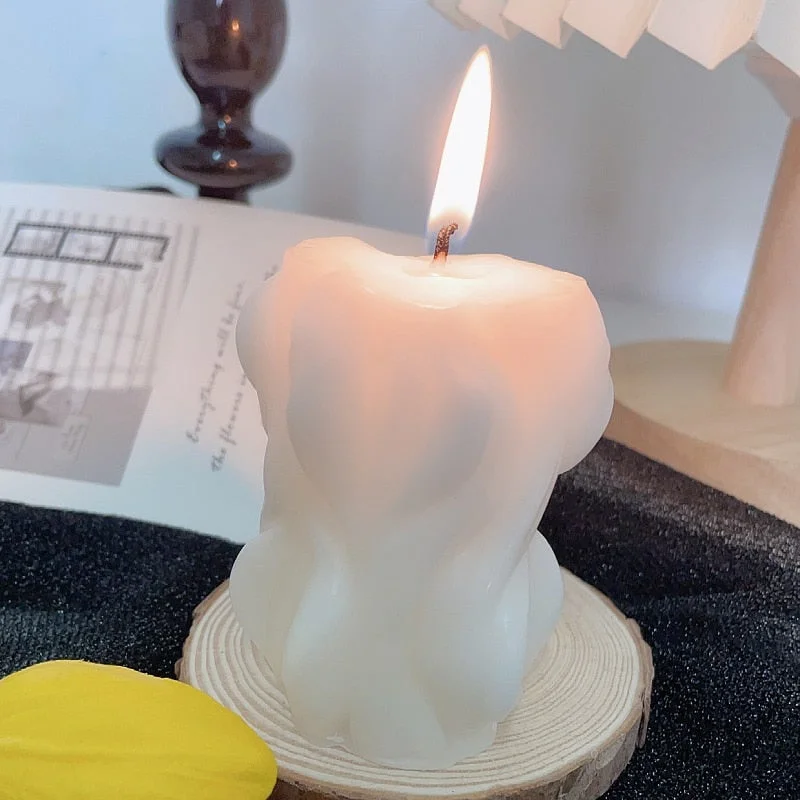 Xpoko New year home decor wavy cylinder scented candle wedding centerpieces for tables luxury decoration candle souvenirs for guests