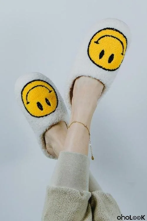 Smiley Fuzzy Slippers