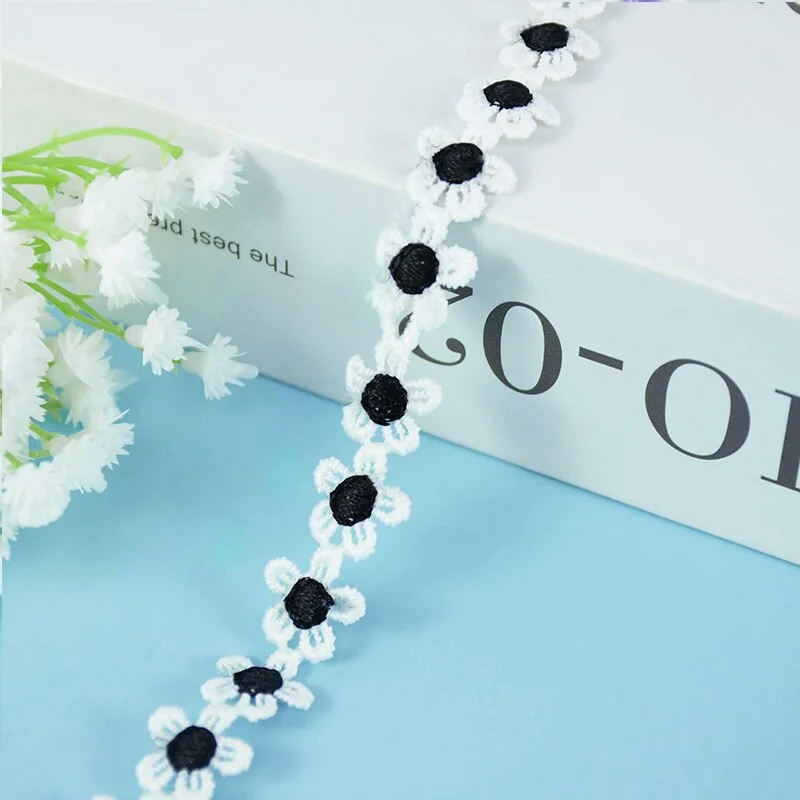 5Yards 15mm Daisy Lace Trim Flower Lace Fabric Embroidery Handmade Patchwork Ribbon Home DIY Crafts Apparel Sewing Accessories