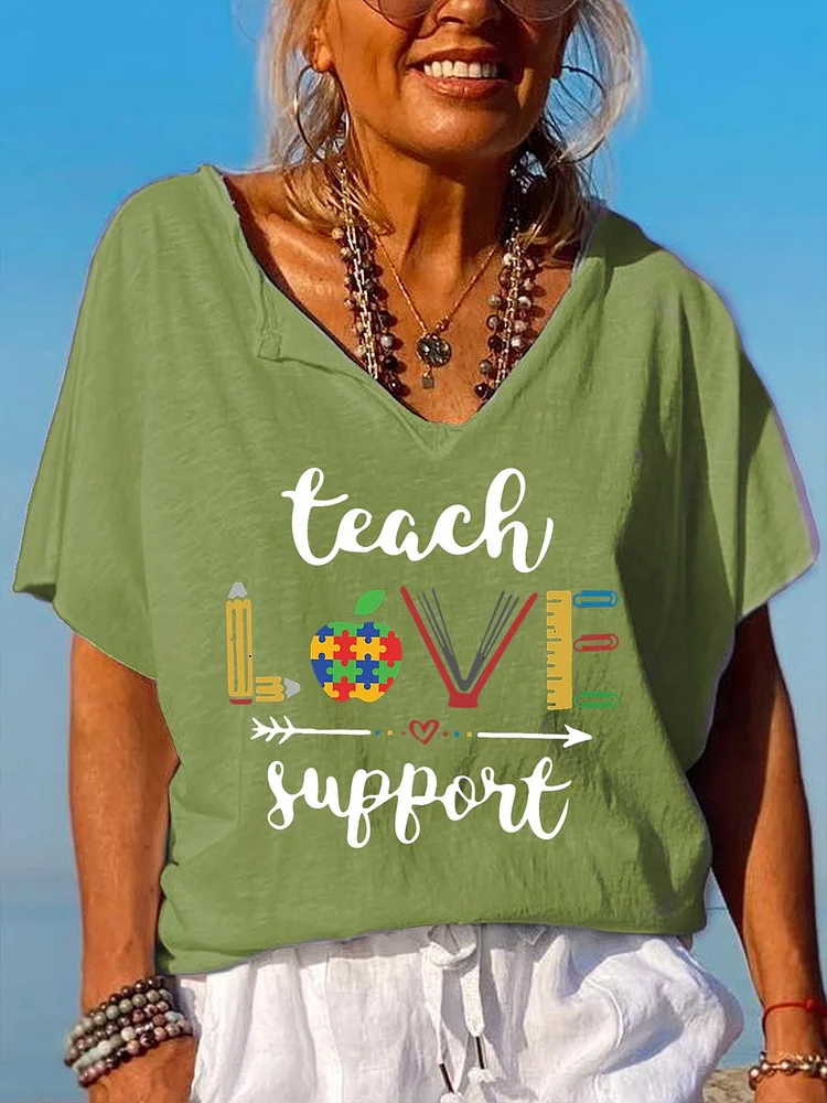 Inspirational Teacher V Neck T-shirt-03491